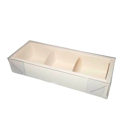 Caixa 3 Pães de Mel Retangular Branca com Tampa Cristal - 5 unidades