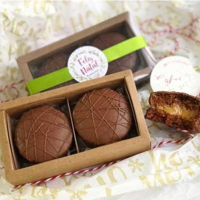 Caixa 2 Pães de Mel Retangular Kraft com Tampa Cristal - 5 unidades