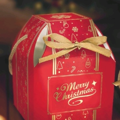 5162 - Caixa Panetone c/ Alça Premium - NATAL CLASSICO - 5 Unidades