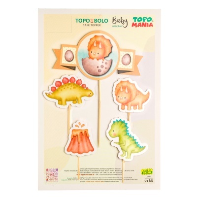 Topo para Bolo Bebé Dinossauro - Baby Collection - Kit