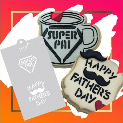 Stencil para decoração de Bolos  e Bolachas -  Super Pai- Número 3