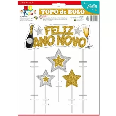 96,24Kit Topo De Bolo Ano Novo Réveillon