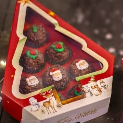 5181 Caixa 08 Doces c/ Visor Árvore - NATAL ENCANTADO -5 Unidades