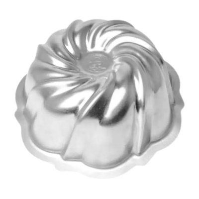 Forma de alumínio para bolos com design ondulado prateado