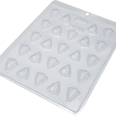 Tabuleiro de molde transparente para chocolates em formato triangular