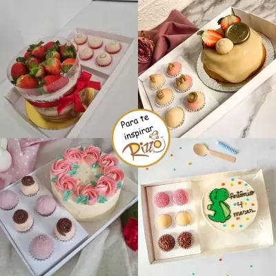 Caixa Para Bolo Mini + 6 Doces - 5 Unidades