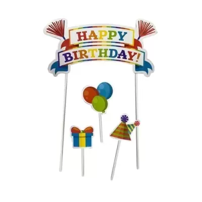 96.9 Topo De Bolo Happy Birthday - Kit