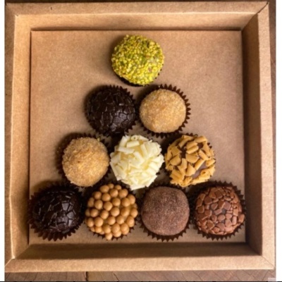 Caixa Árvore Brigadeiro Natal Kraft - 5 Unidades