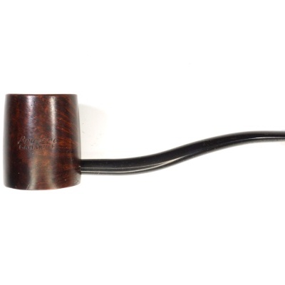 Cachimbo de madeira com tubo preto curvo e inscrição Bruyere GARANTI.