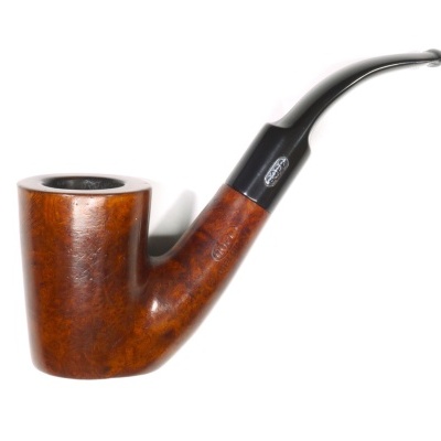 Cachimbo de tabaco em madeira castanha com boquilha preta curva