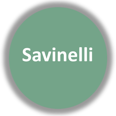 Logótipo Savinelli em círculo verde sobre fundo preto