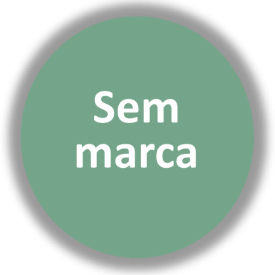 Círculo verde com texto branco 'Sem marca'