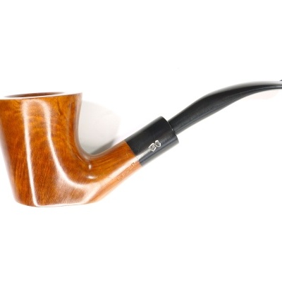 Cachimbo de tabaco em madeira polida com boquilha preta curva