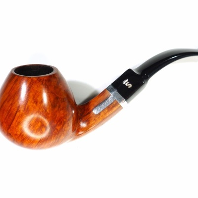Piteira para fumar em madeira polida castanha com bocal negro curvo