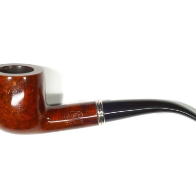 Cachimbo de madeira castanha polida com bocal preto curvado