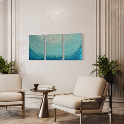 Set 3 quadros "Crystal Green Deep Water"