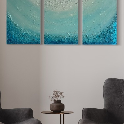 Set 3 quadros "Crystal Green Deep Water"