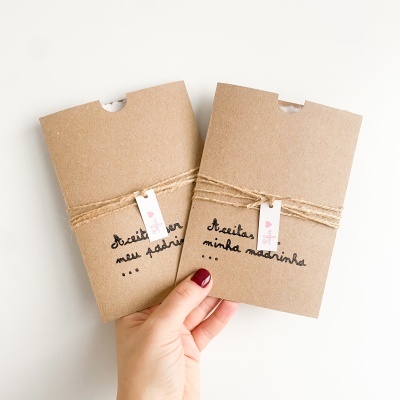 Convite Postal/Ilustração Padrinhos Personalizado