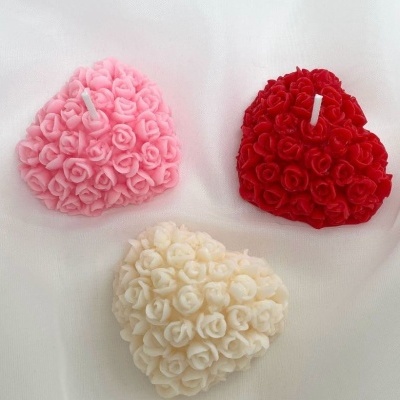 Vela Aromática Coração com Rosas