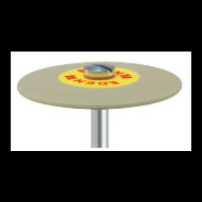 Disco de polimento cinza com haste metálica e etiqueta amarela MAYDO