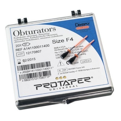 Caixa transparente com obturadores endodônticos ProTaper Universal tamanho F4
