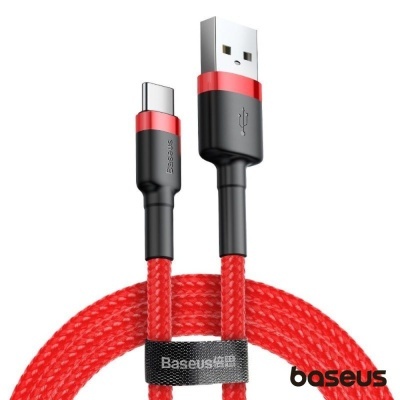 Cabo USB-A Macho / USB-C 3m Vermelho Cafule BASEUS