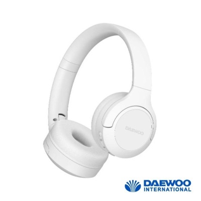 Auriculares sem fios Daewoo brancos com almofadas acolchoadas e diadema ajustável