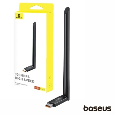 Adaptador USB Wi-Fi Baseus preto com antena