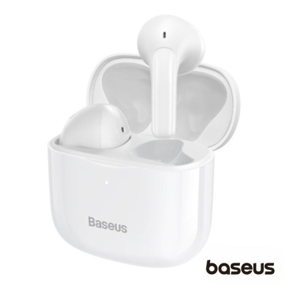 Auriculares sem fios brancos Baseus com estojo de carregamento branco