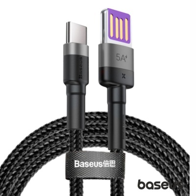 Cabo de carregamento Baseus USB tipo C e USB padrão com cabo trançado preto e cinza