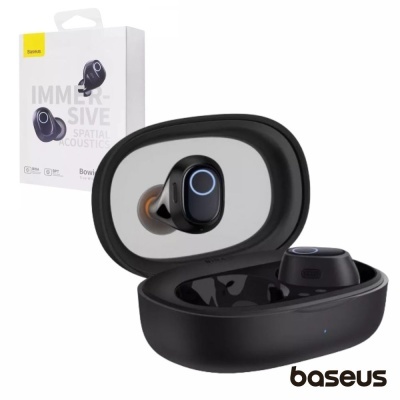 Auriculares sem fios Baseus com estojo de carregamento preto e embalagem branca