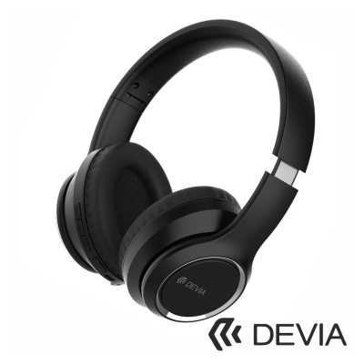Auscultadores sem fios pretos DEVIA com almofadas acolchoadas