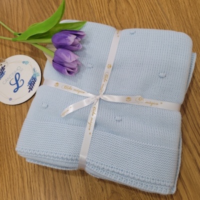 Manta bolinhas AZUL BEBÉ