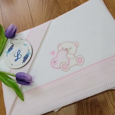 Lençóis de Flanela Urso coração