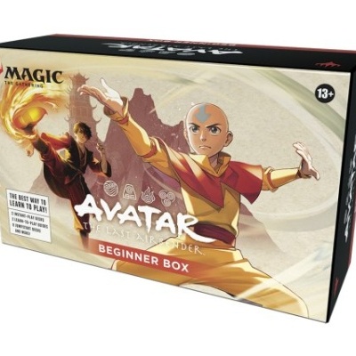 Caixa do jogo Magic The Gathering Avatar The Last Airbender Beginner Box com personagens ilustrados e texto em inglês.