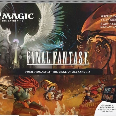 Embalagem do jogo Magic The Gathering Final Fantasy IX com arte de personagens e dragão