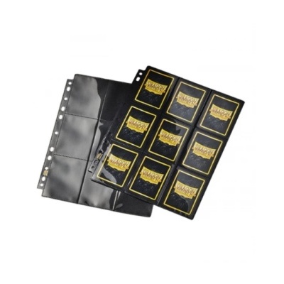 Folha de bolso plástica preta com nove bolsas transparentes e cartas DRAGON WEAPONS