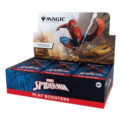 Caixa Magic The Gathering Marvel Spider-Man Play Boosters com imagem do Spider-Man