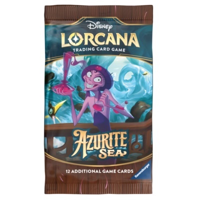 Pacote de cartas Disney Lorcana Azurite Sea com ilustração e texto