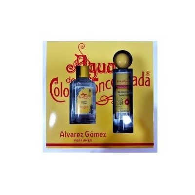 Pacote amarelo com dois frascos de perfumes Alvarez Gómez