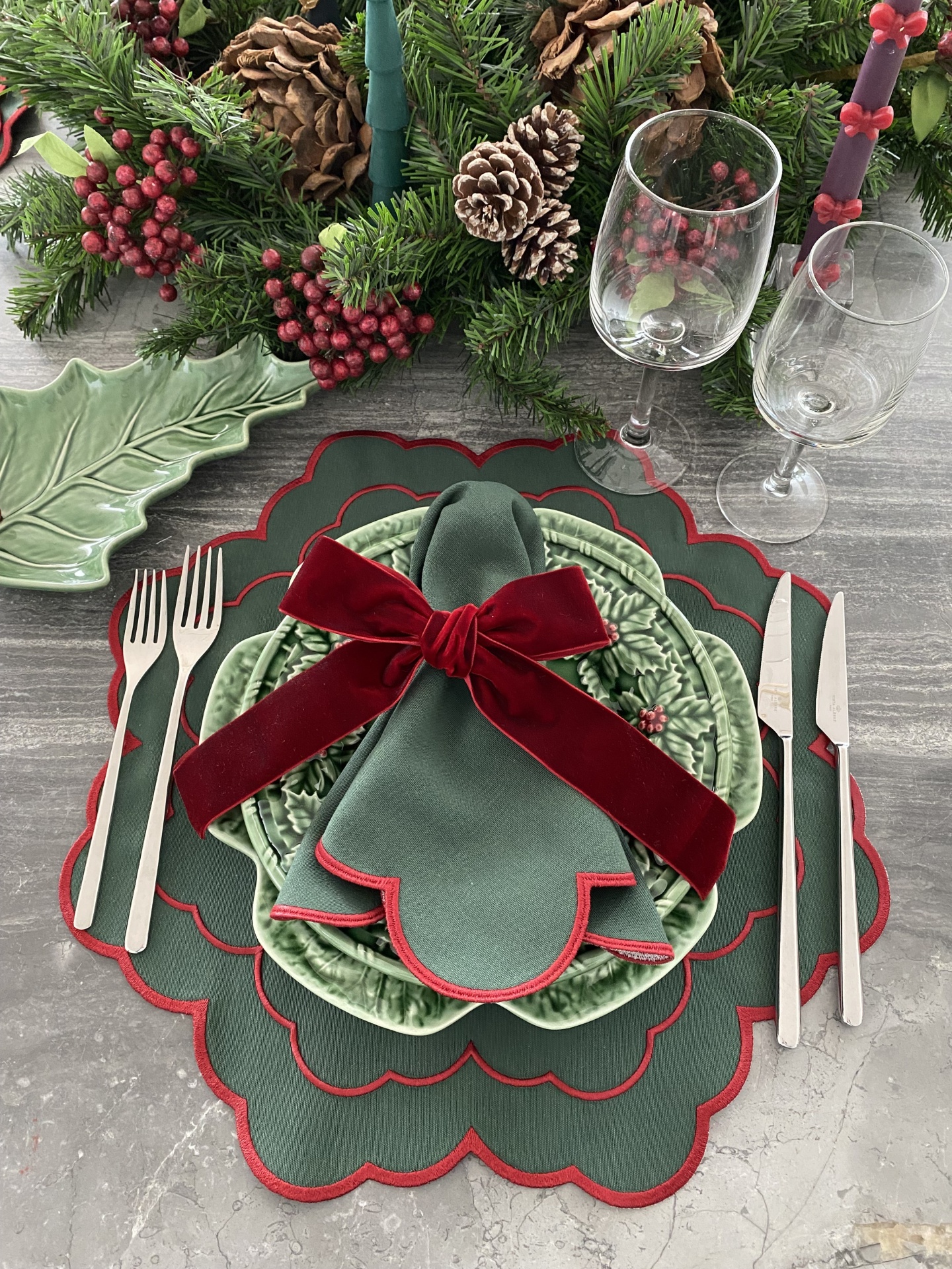 Individual&#x20;de&#x20;mesa&#x20;Carmem&#x20;verde&#x20;escuro