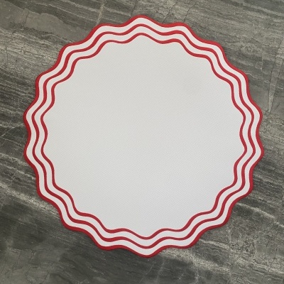 Individual de mesa ondas vermelho (impermeável)