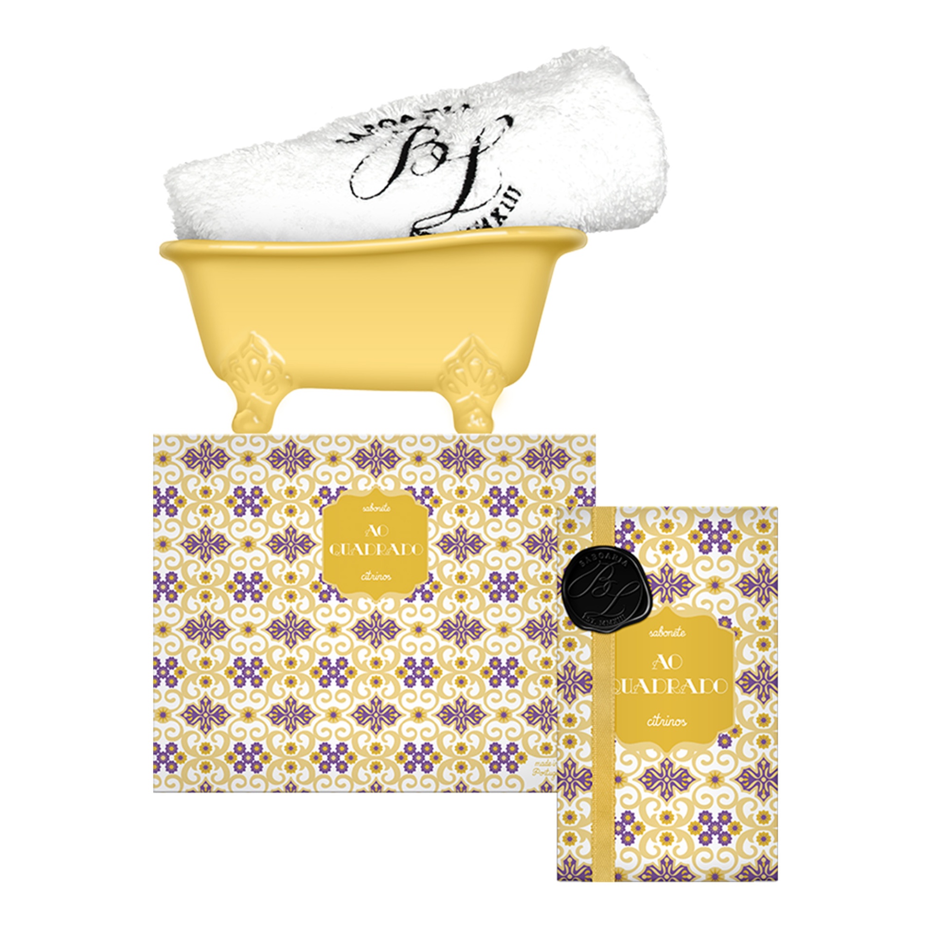Ao Quadrado- Conj Sabonete Banheira e Toalha