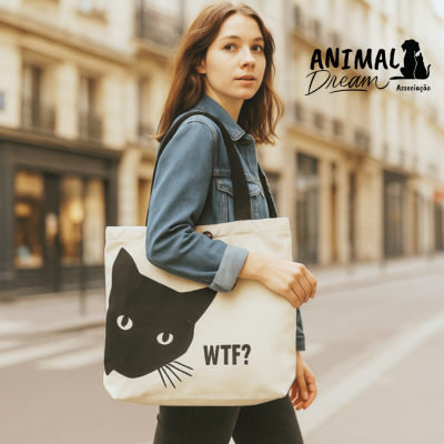 Tote Bag "WTF" – Algodão Natural Reforçado – Artigo Solidário