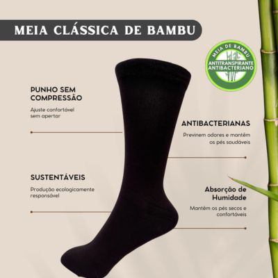 Meias Confort sem Compressão em Fibra de Bambu