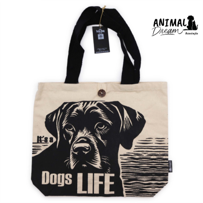 Tote Bag "Vida de Cão" – Algodão Natural Reforçado – Artigo Solidário