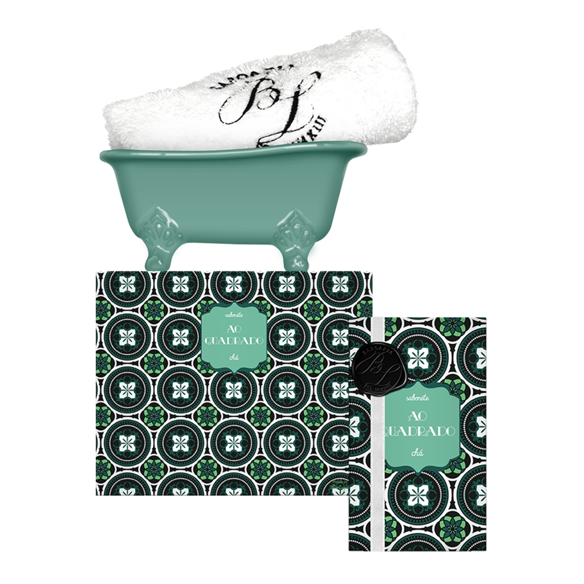 Ao Quadrado- Conj Sabonete Banheira e Toalha