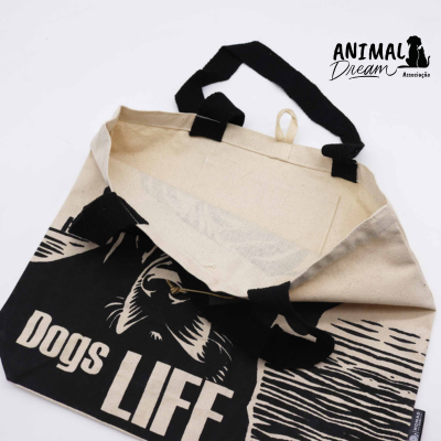 Tote Bag "Vida de Cão" – Algodão Natural Reforçado – Artigo Solidário