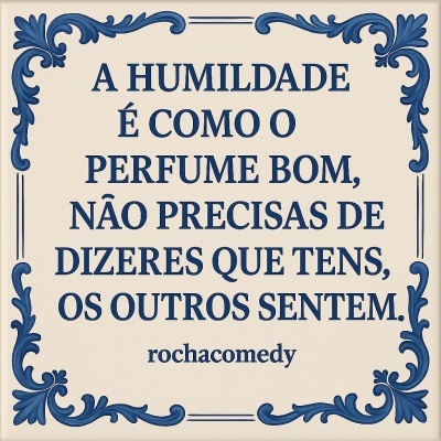🟦 Azulejo @rochacomedy | "Humildade é como o perfume bom....."