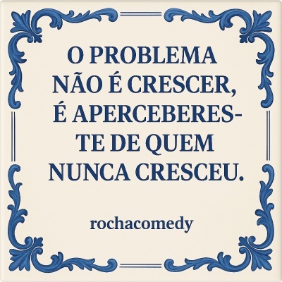 🟦 Azulejo @rochacomedy | "O problema não é crescer..."